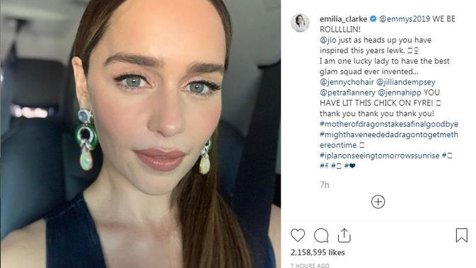 Emilia Clarke di Emmy Awards 2019 terinspirasi gaun Jennifer Lopez (Instagram (@emilia_clarke)