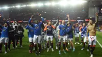 Selebrasi Pemain Rangers usai lolos ke final Liga Europa (AFP)