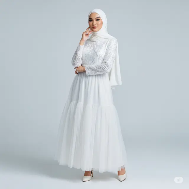 Model Dress Tulle Bertingkat Pesta Muslimah.