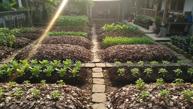 Cara Membuat Kebun Sayur yang Mendapat Mulsa Gratis dari Daun Kering di Pekarangan