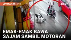Geger! Emak-emak di Banyuwangi Bawa Sajam sambil Naik Motor