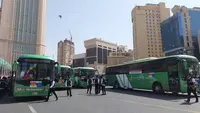 Layanan bus sholawat yang mengantar jemaah haji Indonesia dari hotel ke Masjidil Haram pergi-pulang akan berhenti beroperasi sementara jelang puncak haji. (FOTO: MCH PPIH ARAB SAUDI 2023)