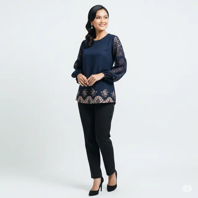 Inspirasi Batik Brokat Modern Lengan Panjang