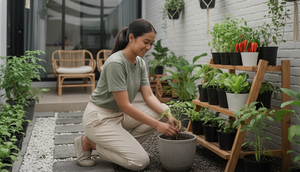 ilustrasi menanam sayuran (created by AI)