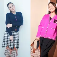 Mengintip beda pesona Luna Maya dan Rossa dengan tas yang sama. [Dok/Kanmo Group].