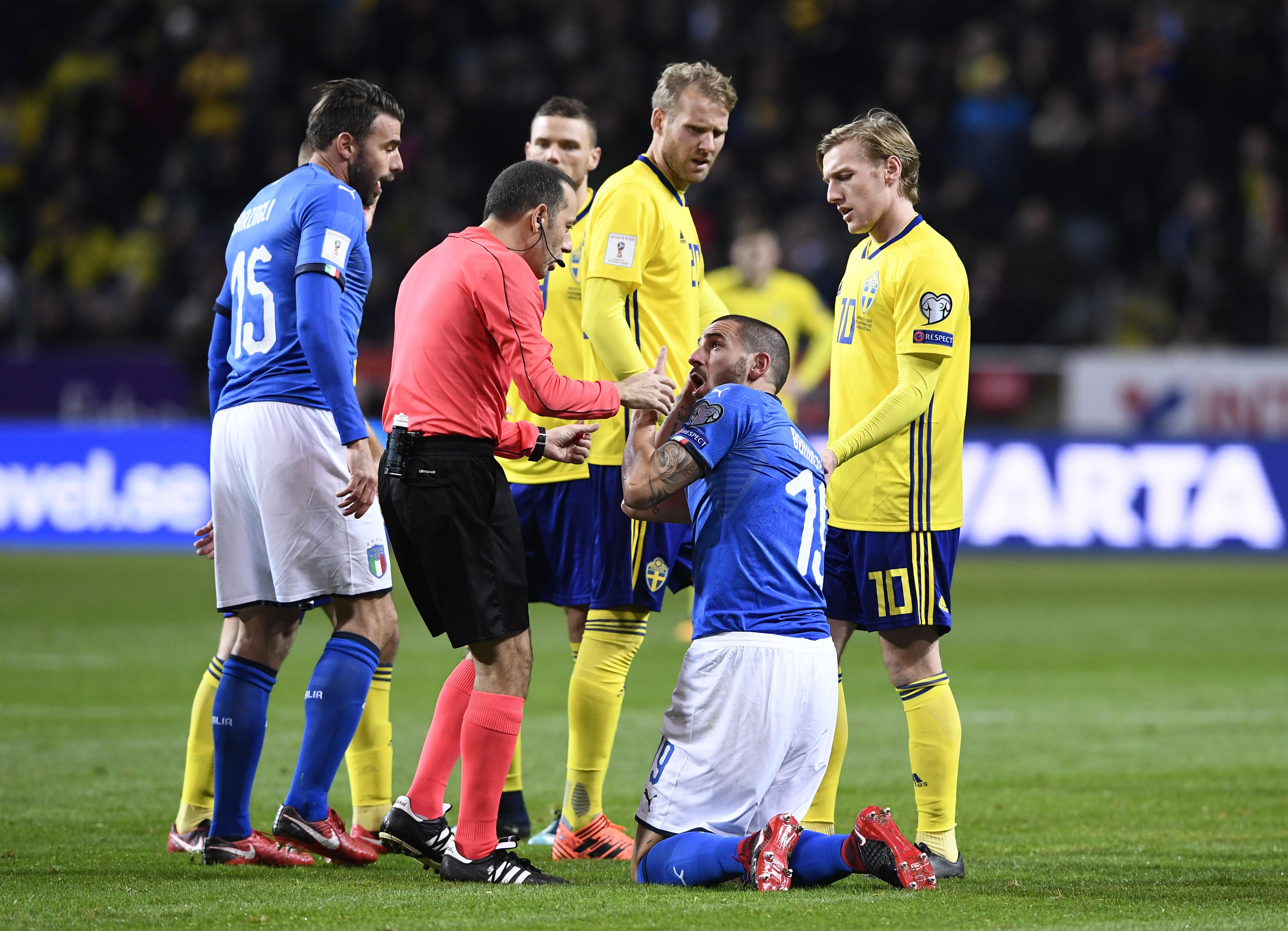 Timnas Italia saat keok dari Swedia (Jonathan NACKSTRAND / AFP )