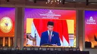 Presiden Jokowi menghadiri Sidang Istimewa Laporan Tahunan MA tahun 2023 di Senayan JCC Jakarta, Selasa (20/2/2024). (Liputan6.com/ Lizsa Egeham)