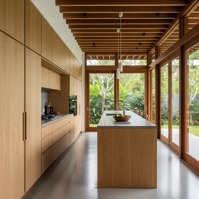Rumah Sederhana Tapi Mewah dengan Interior Nuansa Kayu Alami