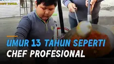 Bocah laki-laki umur 13 tahun mencuri perhatian masyarakat. karena keterampilannya memasak viral di media sosial.