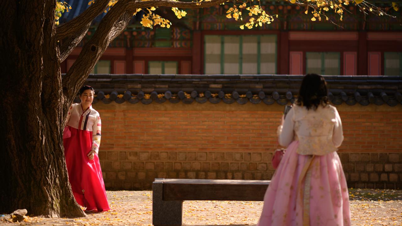 Serunya Wanita-Wanita Korsel Berpose di Bawah Pohon Ginkgo