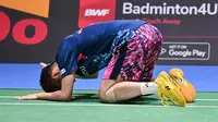 Anthony Ginting menjadi wakil Indonesia kedua yang tersingkir di Japan Open 2023 pagi hari ini. Sebelumnya ada Leo Rolly Carnando/Daniel Marthin yang dikalahkan wakil India, Satwiksairaj Rankireddy/Chirag Shetty. (Richard A. Brooks/AFP)