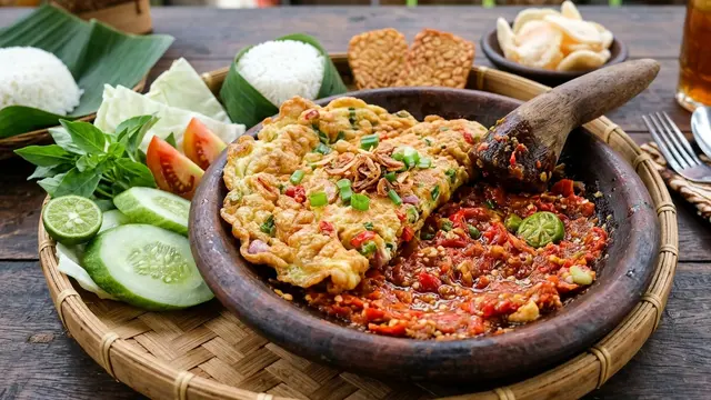 Resep Telur Dadar Penyet Sambal Terasi (AI Generated)