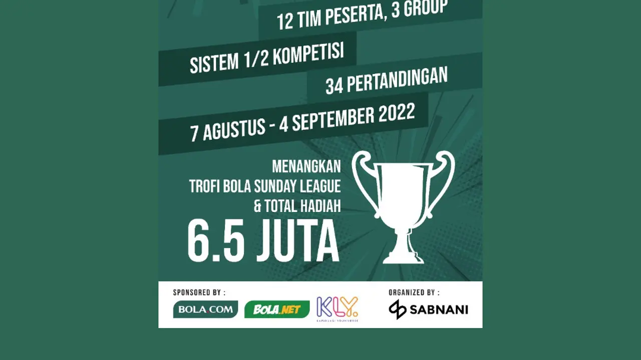 Bola Sunday League persembahan dari KLY Sport dan Sabnani Park.