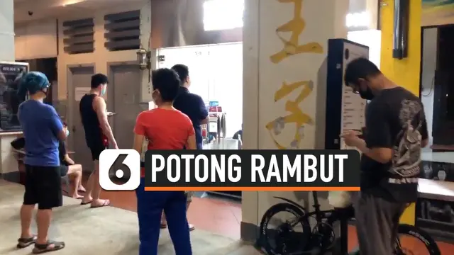 VIDEO: Karantina Corona Diperpanjang, Warga Singapura Antre Potong Rambut