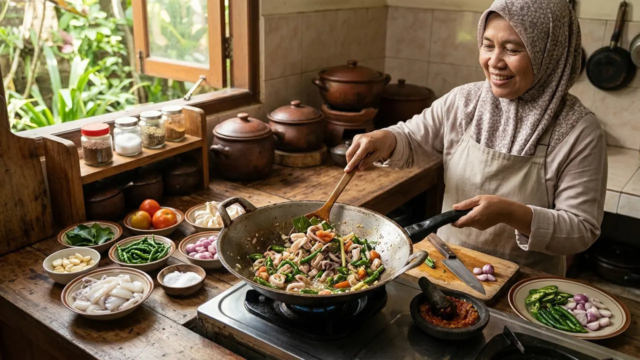 Resep Cumi Tumis Cabai Hijau dan Bawang