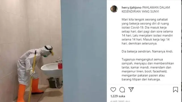 Viral, Cerita Petugas Kebersihan Bekerja Sendiri Saat Pandemi
