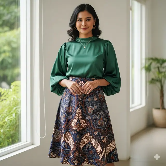 Padu padan rok batik a line (Image by Gemini AI)