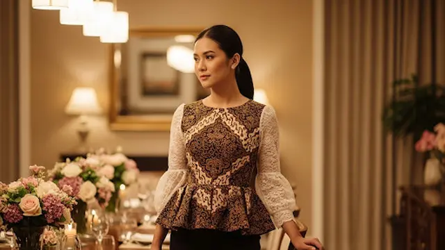 Blouse Batik Peplum Brokat