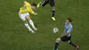 Gol terbaik Piala Dunia 2014 ternyata menjadi milik striker timnas Kolombia James Rodriguez, Brasil. (REUTERS/Felipe Dana)