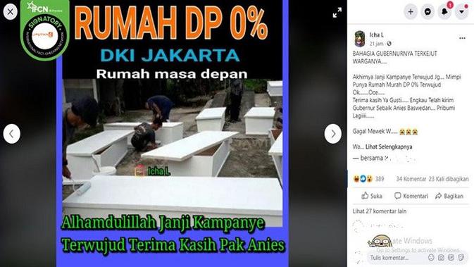 Gambar Tangkapan Layar Foto Hoaks tentang Rumah DP 0 Persen