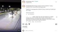 Video yang memperlihatkan seorang wanita sedang nongkrong di atas motor kemudian ditabrak mobil Toyota Fortuner viral di media sosial. (sumber: Instagram&nbsp;@kembangan.info)