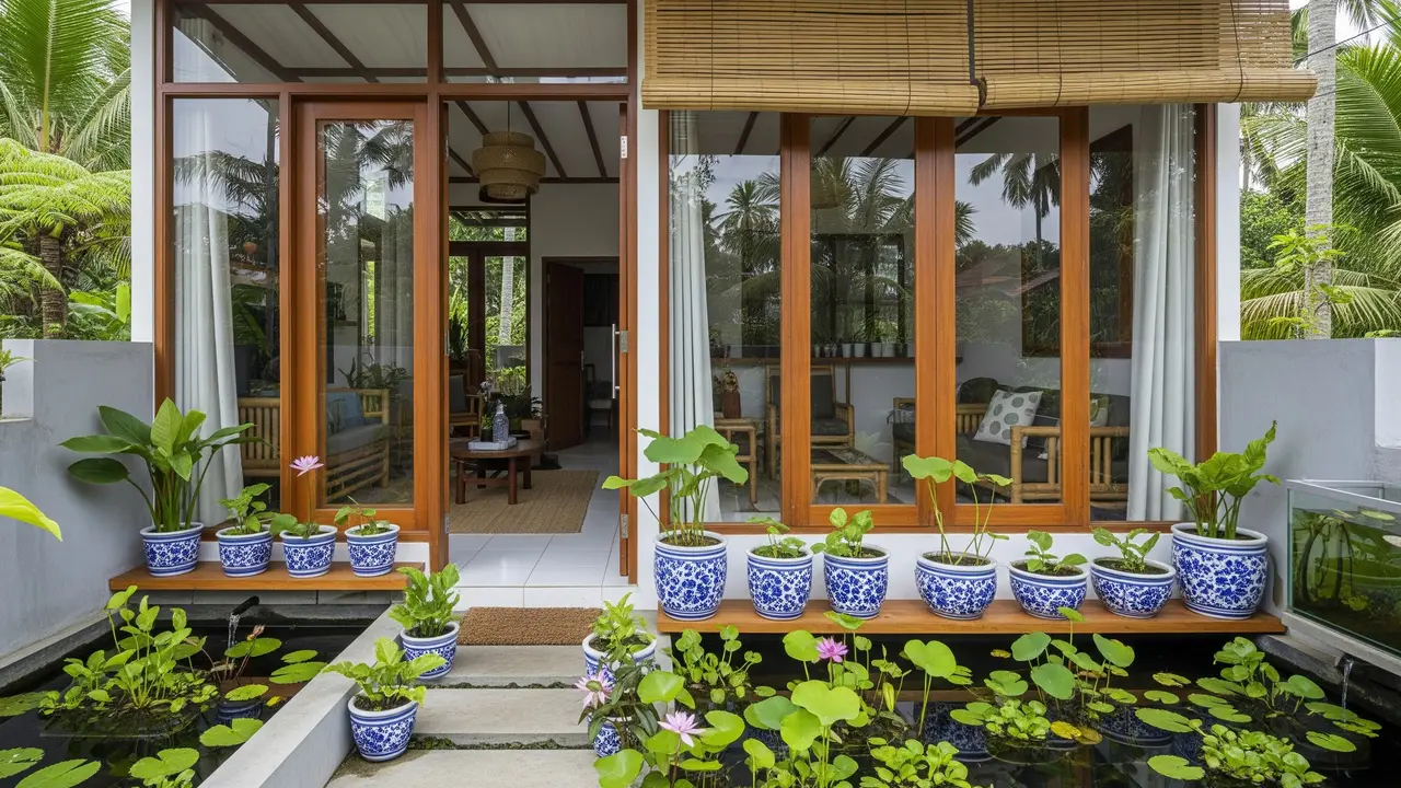 Model Rumah Kecil Tapi Luas dengan Tanaman Daun Air