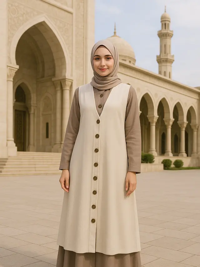 Outer Tanpa Lengan untuk Gamis, Inspirasi Tampil Stylis