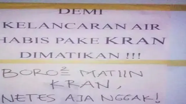 6 Tulisan Peringatan 'Matikan' Air hingga Listrik Ini Nyeleneh, Bikin Bingung