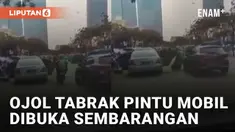 Nasib kurang beruntung dialami oleh seorang driver ojek online ketika tabrak pintu mobil yang dibuka sembarangan di jalan