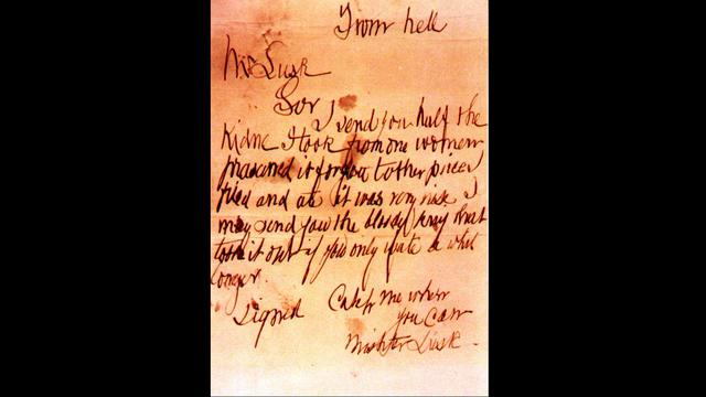 The "From Hell" letter yang dikirimkan Jack the Ripper