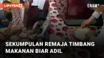 Aksi kocak sekumpulan remaja timbang makanan mengundang perhatian