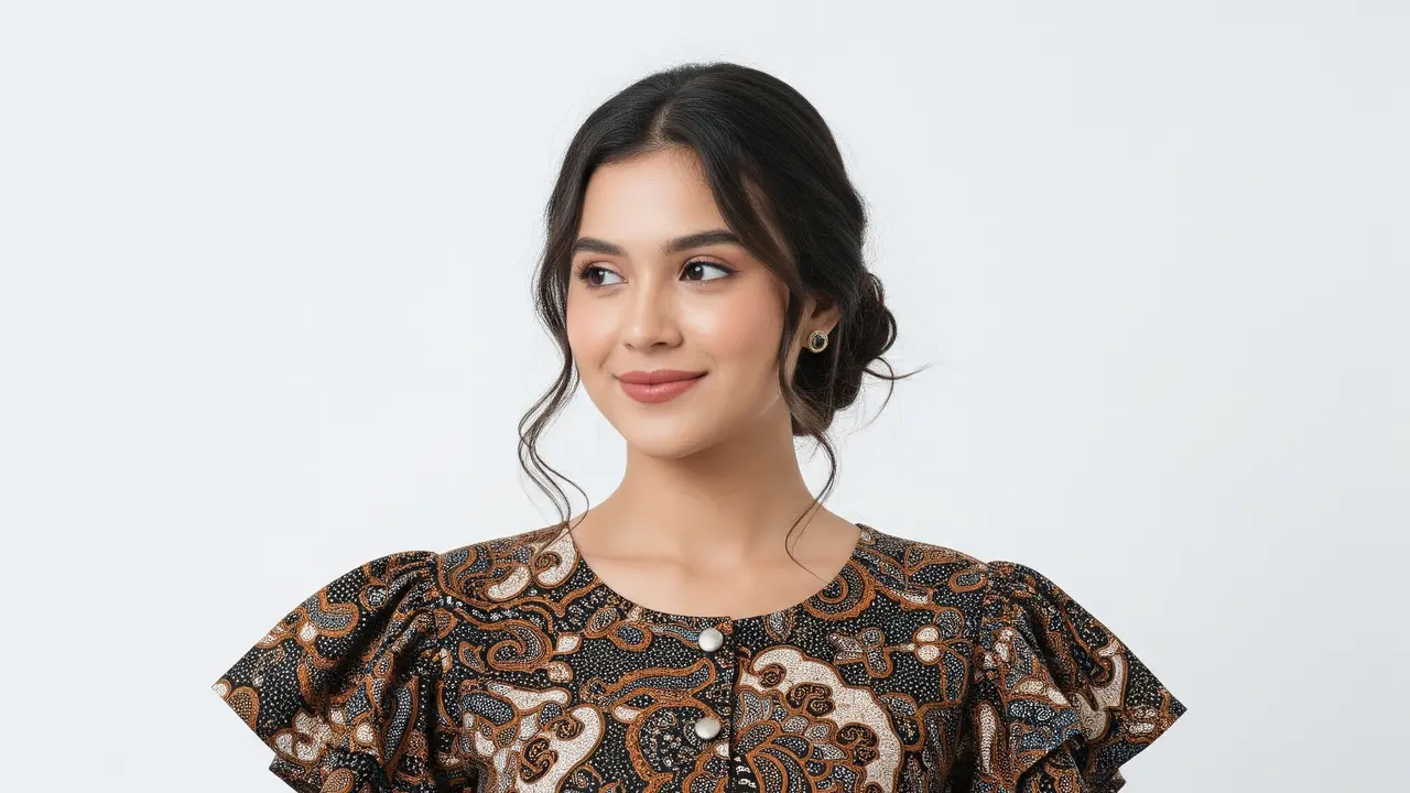 9 Model Blouse Batik Lengan Ruffle Peplum