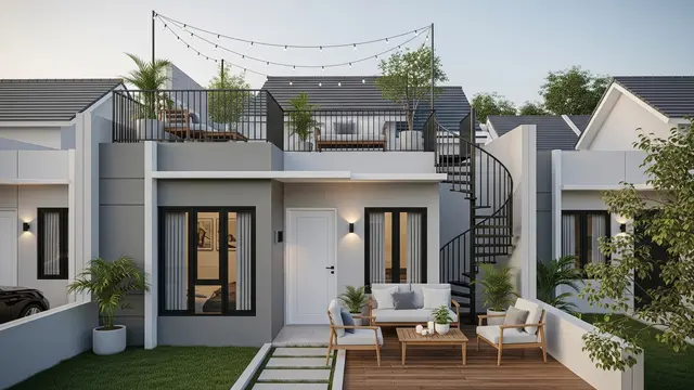 Ide Rumah Type 45 dengan Rooftop Santai Sederhana/Gemini AI