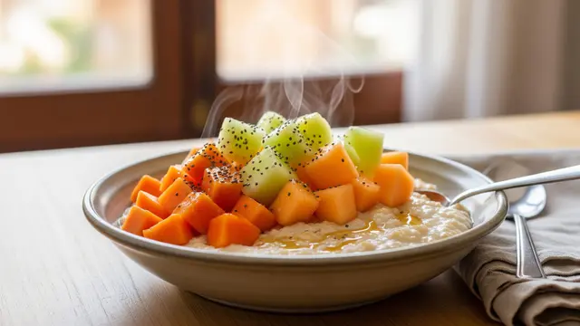 Bubur Gandum dengan Pepaya atau Melon