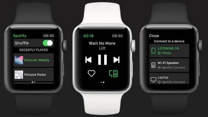 Aplikasi Spotify mandiri di Apple Watch. Dok: appleinsider.com