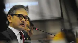 Dalam rapat tersebut menteri luar negeri dan jajarannya di kementerian mendapat banjir pujian dari komisi satu. Hal ini tertuang dalam rancangan kesimpulan yang dibacakan di akhir rapat, Jakarta, Rabu (17/9/2014) (Liputan6.com/Andrian M Tunay)
