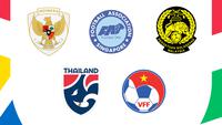 Piala AFF 2024 - Logo Timnas Indonesia, Singapura, Thailand, Malaysia, Vietnam (Bola.com/Adreansu Titus)