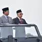 Wakil Presiden (Wapres) Ma'ruf Amin bersama Menteri Pertahanan Prabowo Subianto saat menghadiri Upacara Penetapan Komponen Cadangan (Komcad) Tahun Anggaran 2022. (Istimewa)