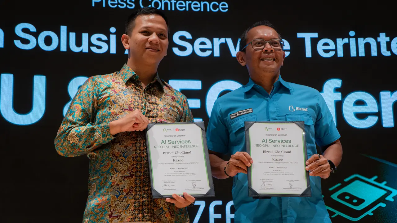 CEO Kazee, Ariya bersama CEO Biznet Gio, Dondy Bappedyanto. Credit: Biznet Gio