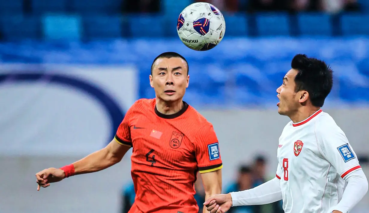 Kekalahan dari China menjadi yang pertama dialami timnas Indonesia pada persaingan Grup C putaran ketiga kualifikasi Piala Dunia 2026 zona Asia. (Foto oleh AFP/China OUT)