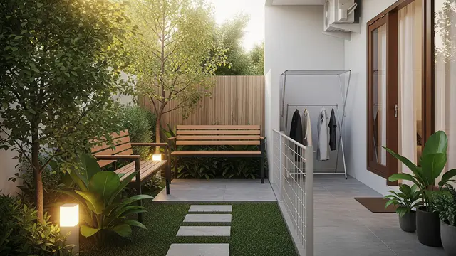 Rumah Kecil Type 45 Model Japandi dengan Taman Belakang yang Estetik