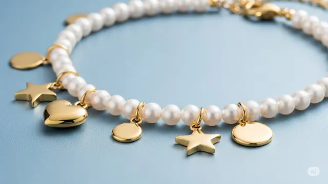 Gelang Charm Mutiara Emas Kuning