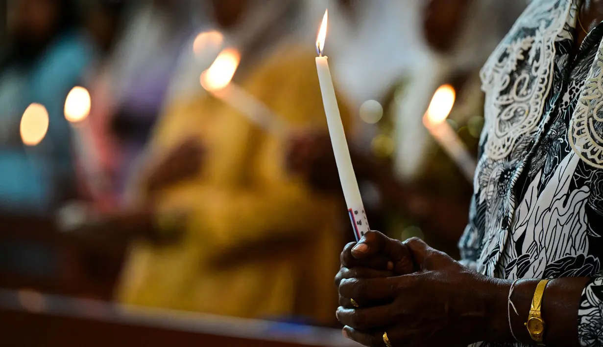 Kebaktian dan perjamuan ini sebagai bagian dari perayaan Pekan Suci Paskah. (Ishara S. KODIKARA/AFP)