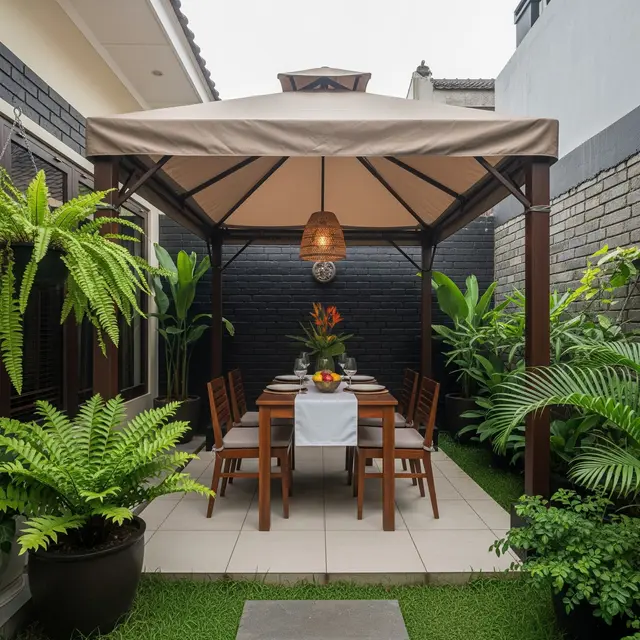 Inspirasi Halaman Belakang Rumah Kecil Tapi Multifungsi untuk Tempat Makan Outdoor