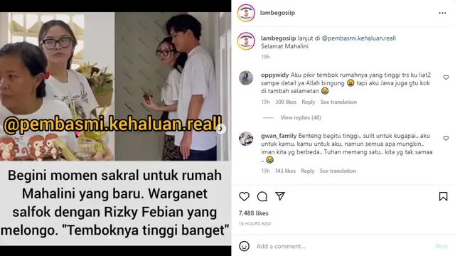 Momen Rizky Febian hadir dalam syukuran rumah baru Mahalini (https://www.instagram.com/p/Ck727ZgvDgy/)
