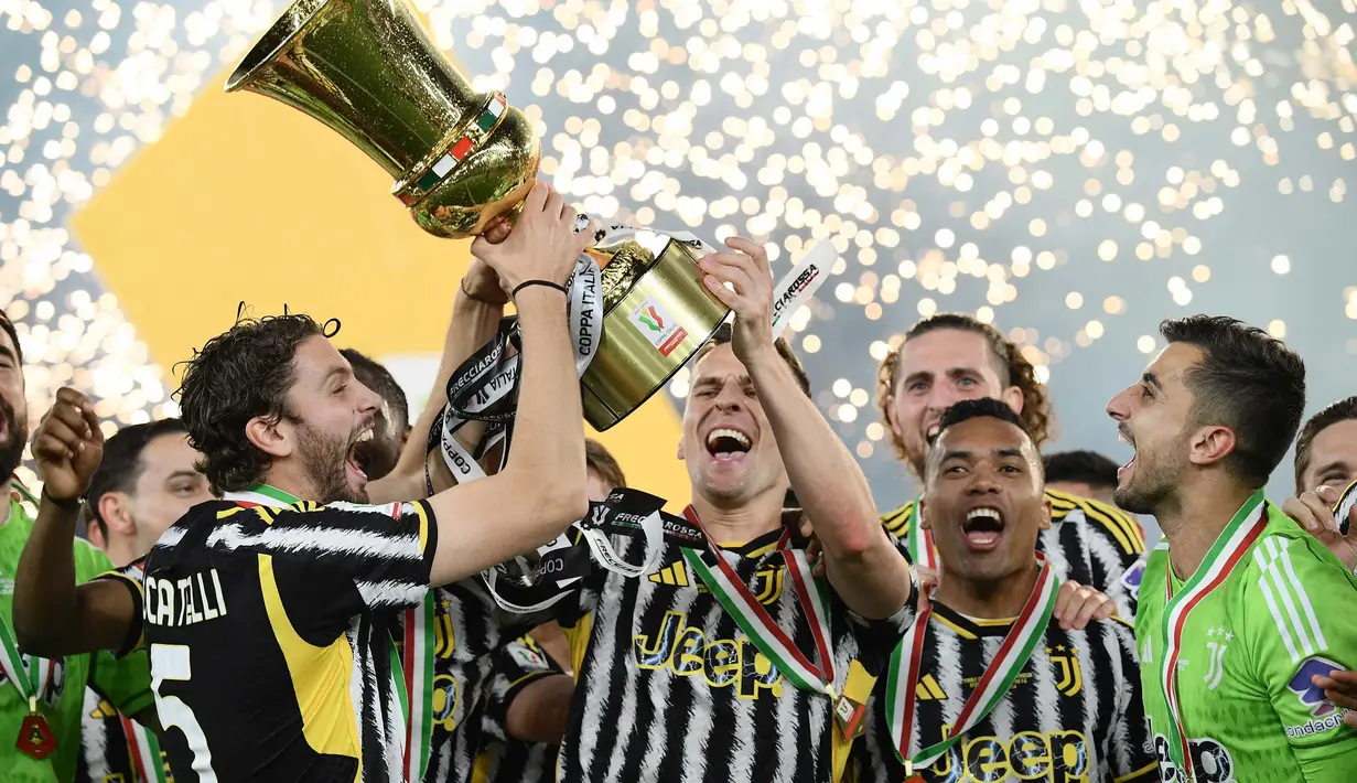 Juventus pun menahbiskan sebagai tim paling banyak menjuarai ajang Coppa Italia. (Filippo MONTEFORTE/AFP)