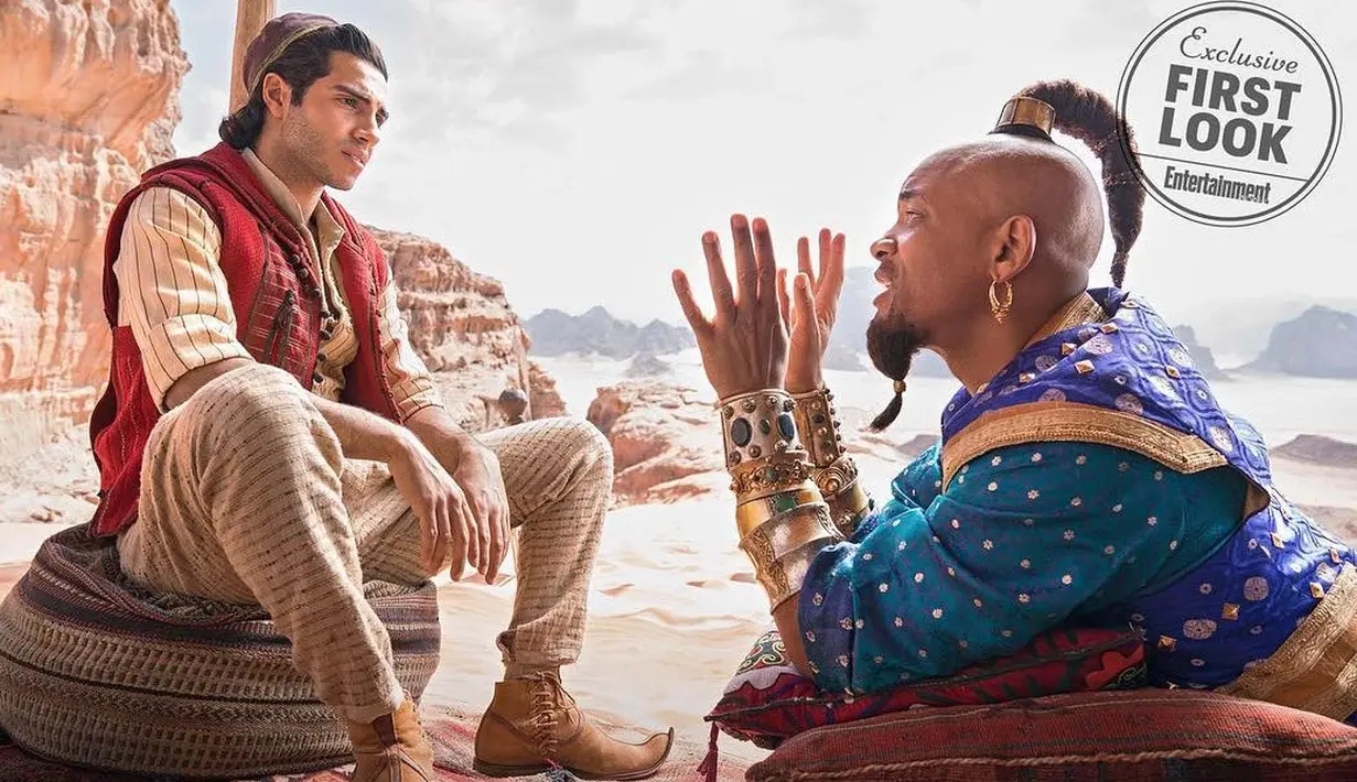 Mena Massoud sebagai pemeran Aladdin akan beradu peran dengan Will Smith yang memerankan jin. Aladdin bertemu dengan jin ini setelah mendapatkan lampu ajaib. (Liputan6.com/IG/disneyaladdin)