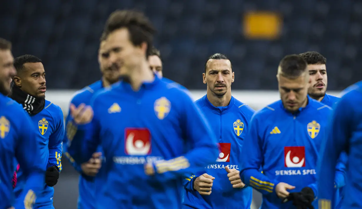 Skuad Swedia akan bertanding melawan Belgia pada Grup F kualifikasi Piala Eropa 2024, Sabtu (25/3) dini hari WIB. (AFP/Jonathan Nackstrand)