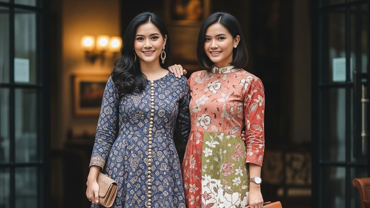 Elegan dengan 17 Model Dress Batik Kombinasi Brokat Lengan Panjang High Waist, Proporsional &amp; Modern