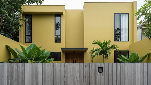 Kombinasi Warna Cat Rumah dengan Pagar Kayu
